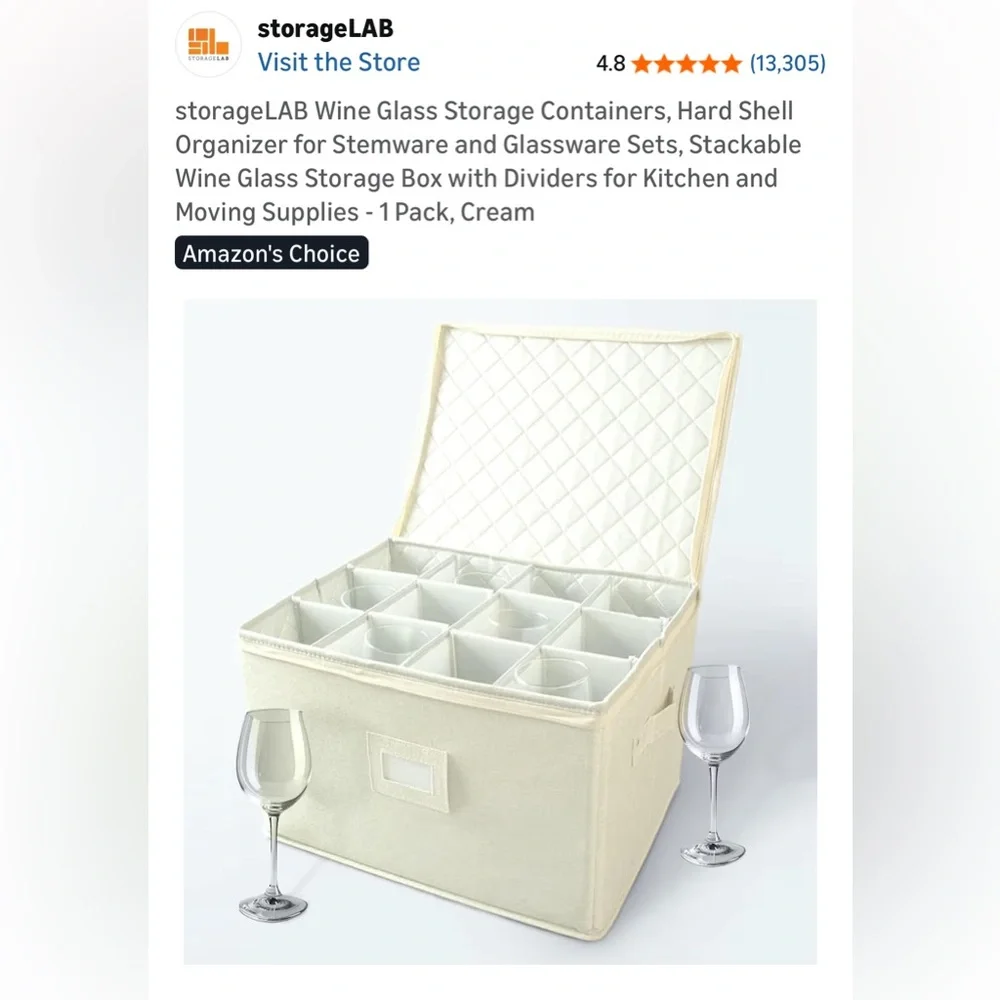 NWT storageLab Wine Glass Storage Unit Holds and Protects 12 wine glasses
